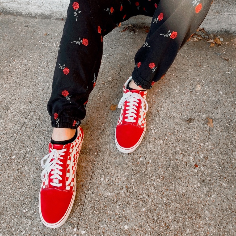Vans Red & White Retro Old Skool Sneakers